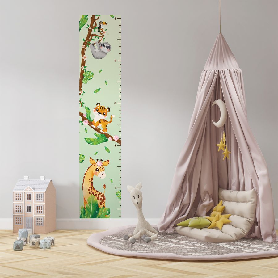 Kids' Growth Chart Peel and Stick Jungle Animal Wall Decals for Kids Baby Girl Boy Room