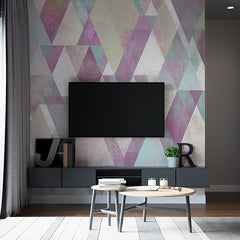 Custom Pastel Watercolor Triangle Pattern Wall Mural Wallpaper - Soft Color Geometric Design