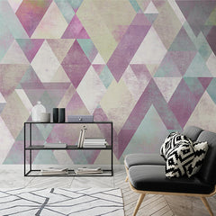 Custom Pastel Watercolor Triangle Pattern Wall Mural Wallpaper - Soft Color Geometric Design