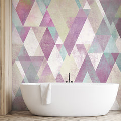 Custom Pastel Watercolor Triangle Pattern Wall Mural Wallpaper - Soft Color Geometric Design