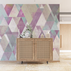 Custom Pastel Watercolor Triangle Pattern Wall Mural Wallpaper - Soft Color Geometric Design