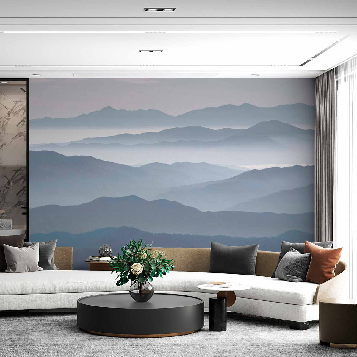 Foggy Mountain Layers Wallpaper Mural