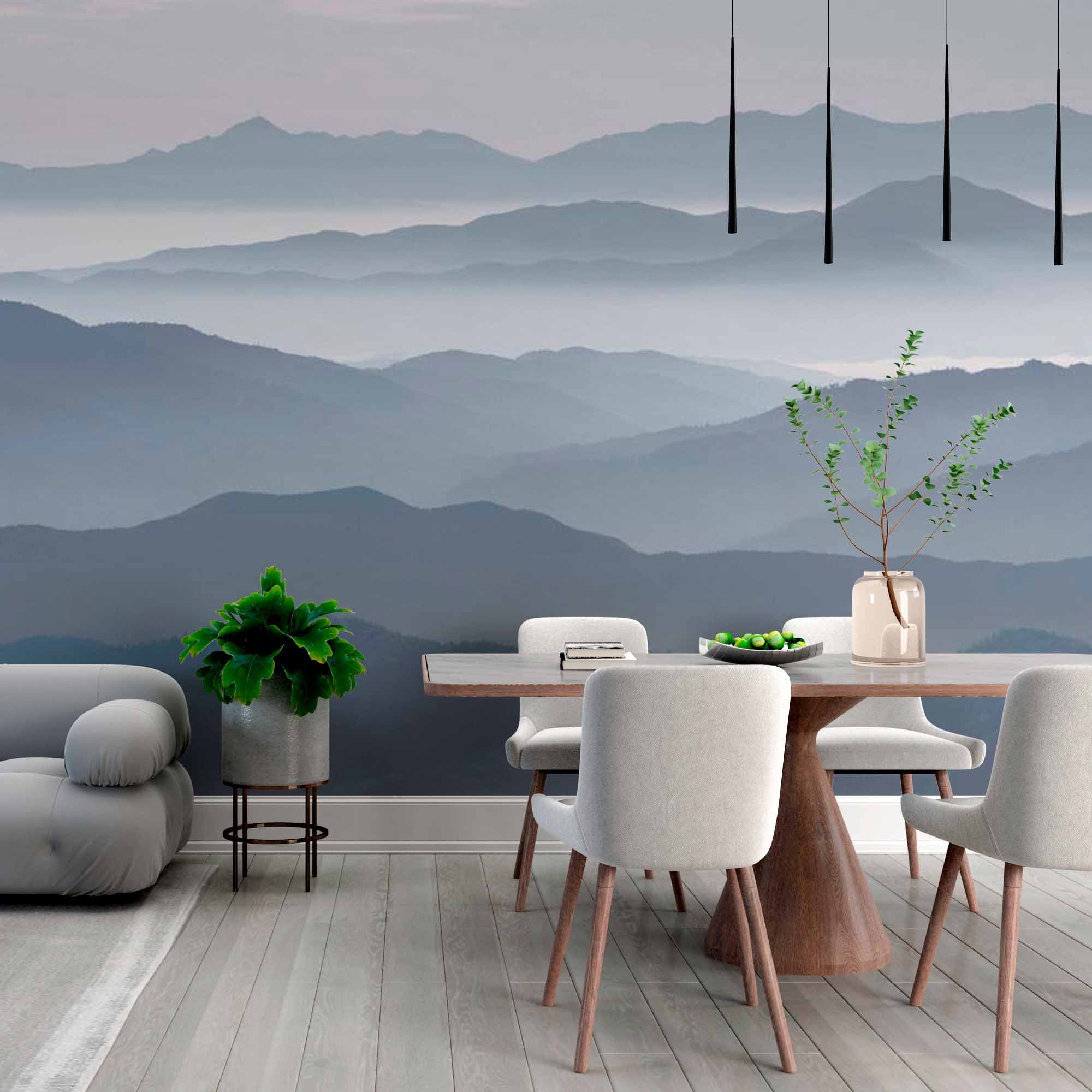 Foggy Mountain Layers Wallpaper Mural