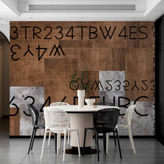 Custom Wooden Alphabet and Number Cryptography Collage Wall Mural