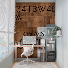 Custom Wooden Alphabet and Number Cryptography Collage Wall Mural