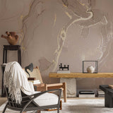 Beige Wall Mural Aqva Art Glittered Abstract Liquid Ink Wallpaper