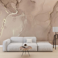 Beige alcohol ink wallpaper in a living room.