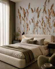 Reeds wallpaper in a designer bedroom.