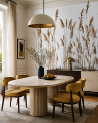 Reeds wallpaper in a refined dining area.
