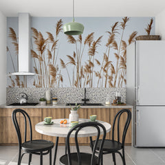 Custom Reeds Wallpaper Nature-Inspired Wall Mural Decor Organic Texture