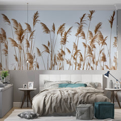 Custom Reeds Wallpaper Nature-Inspired Wall Mural Decor Organic Texture