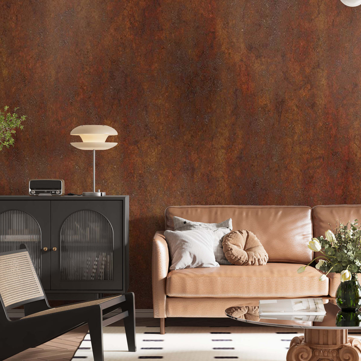 Abstract Wall Mural Grunge Rusty Orange Brown Eroded Corroded Metal Texture Wallpaper