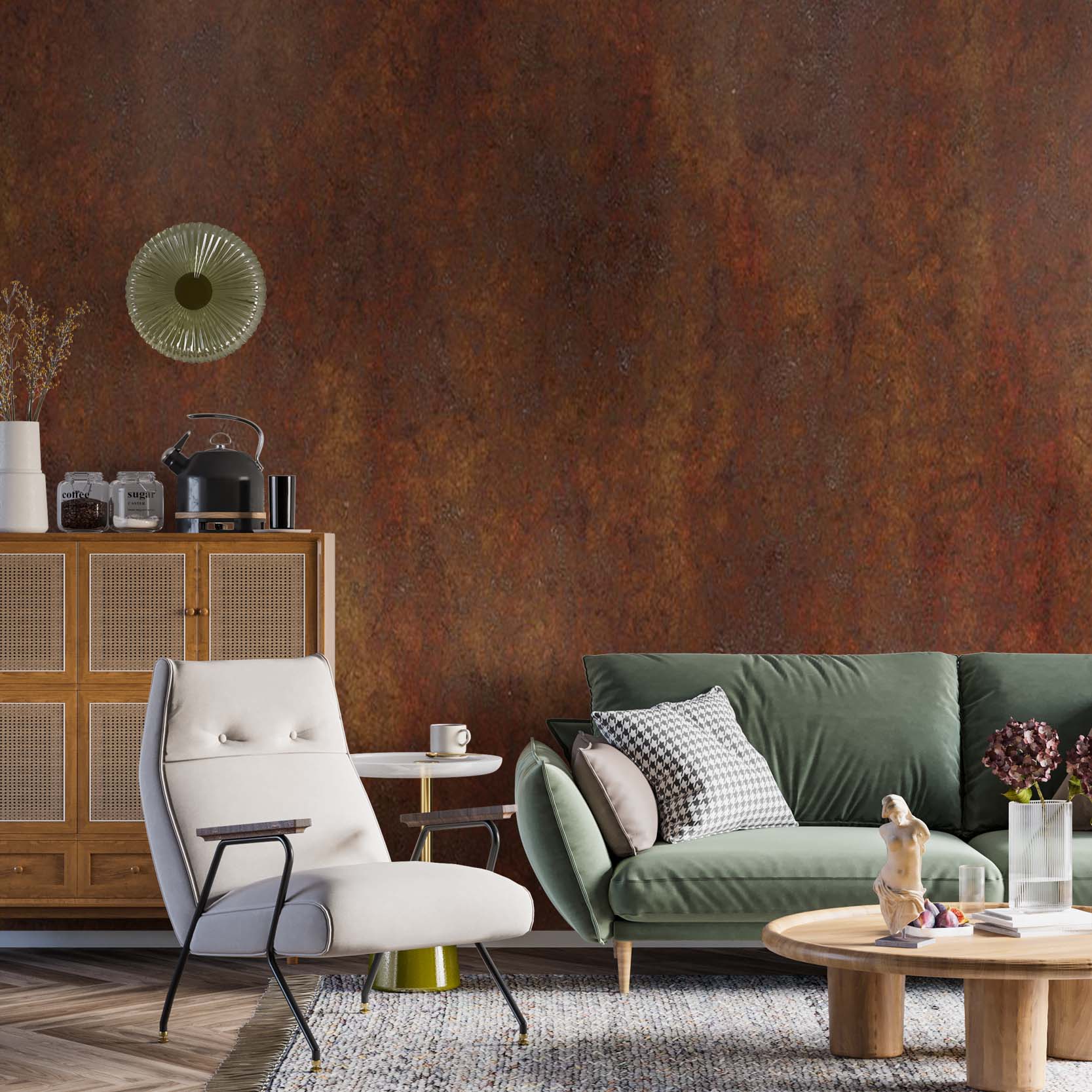 Abstract Wall Mural Grunge Rusty Orange Brown Eroded Corroded Metal Texture Wallpaper