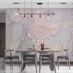 Custom Light Marble Pink and Gold Wall Mural Abstract Art Wallpaper