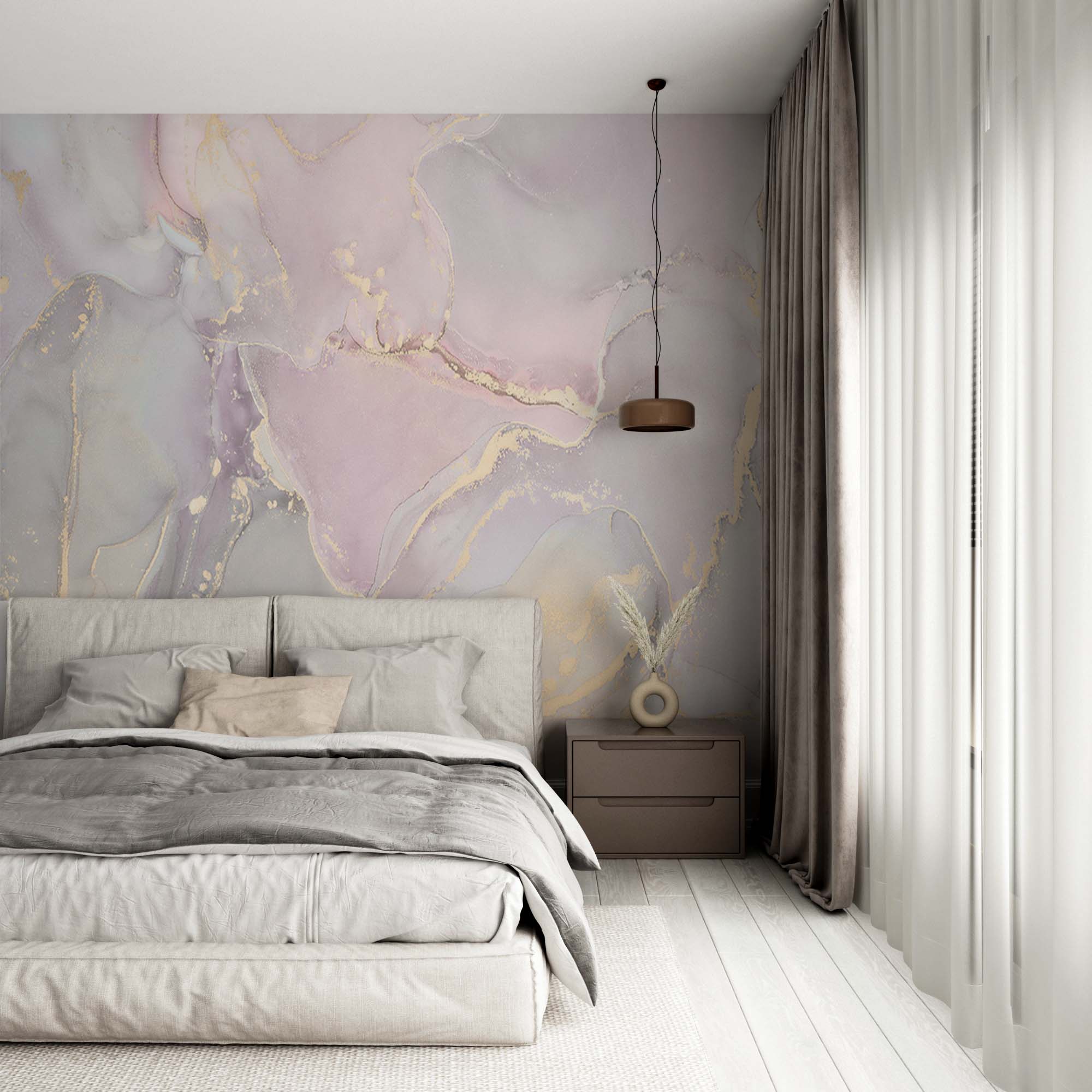 Light Marble Pink and Gold Wall Mural Abstract Art Wallpaper