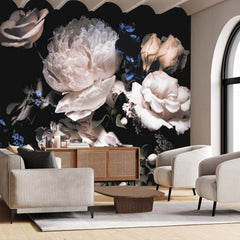 Custom Dark Floral Wallpaper Roses Peonies Wall Mural Moody Decor