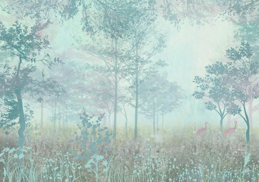 Calming Forest Landscape Fresco Wall Mural Nature Scene Wallpaper