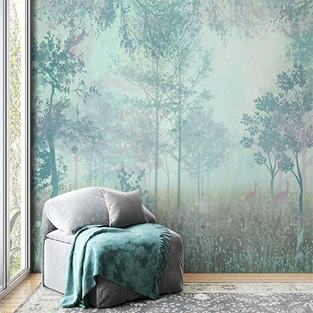 Calming Forest Landscape Fresco Wall Mural Nature Scene Wallpaper