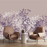 Purple and White Flower Silhouette Wall Mural Floral Wallpaper