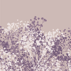 Custom Purple and White Flower Silhouette Wall Mural Floral Wallpaper