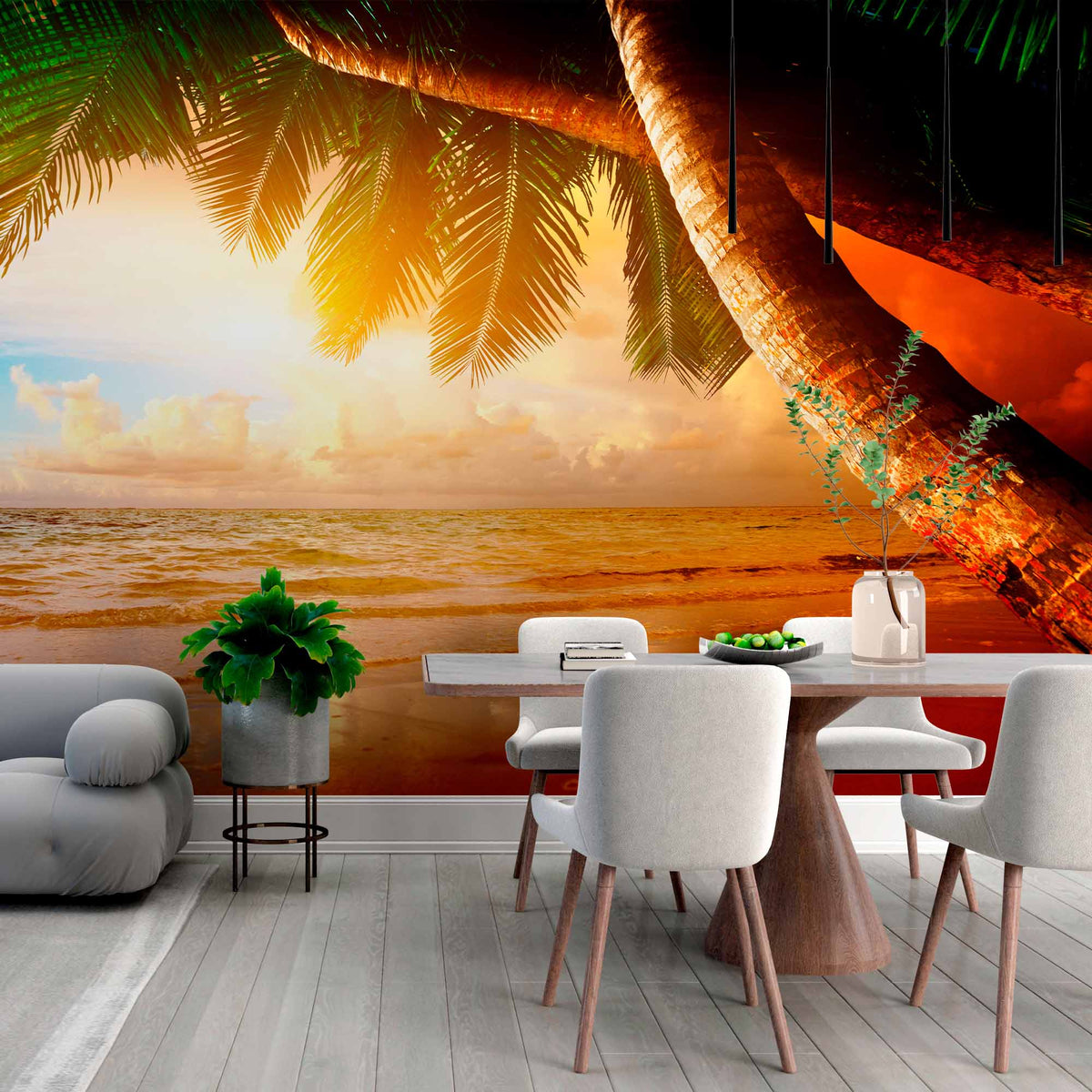 Breathtaking Sunset Beach Wall Mural Wallpaper