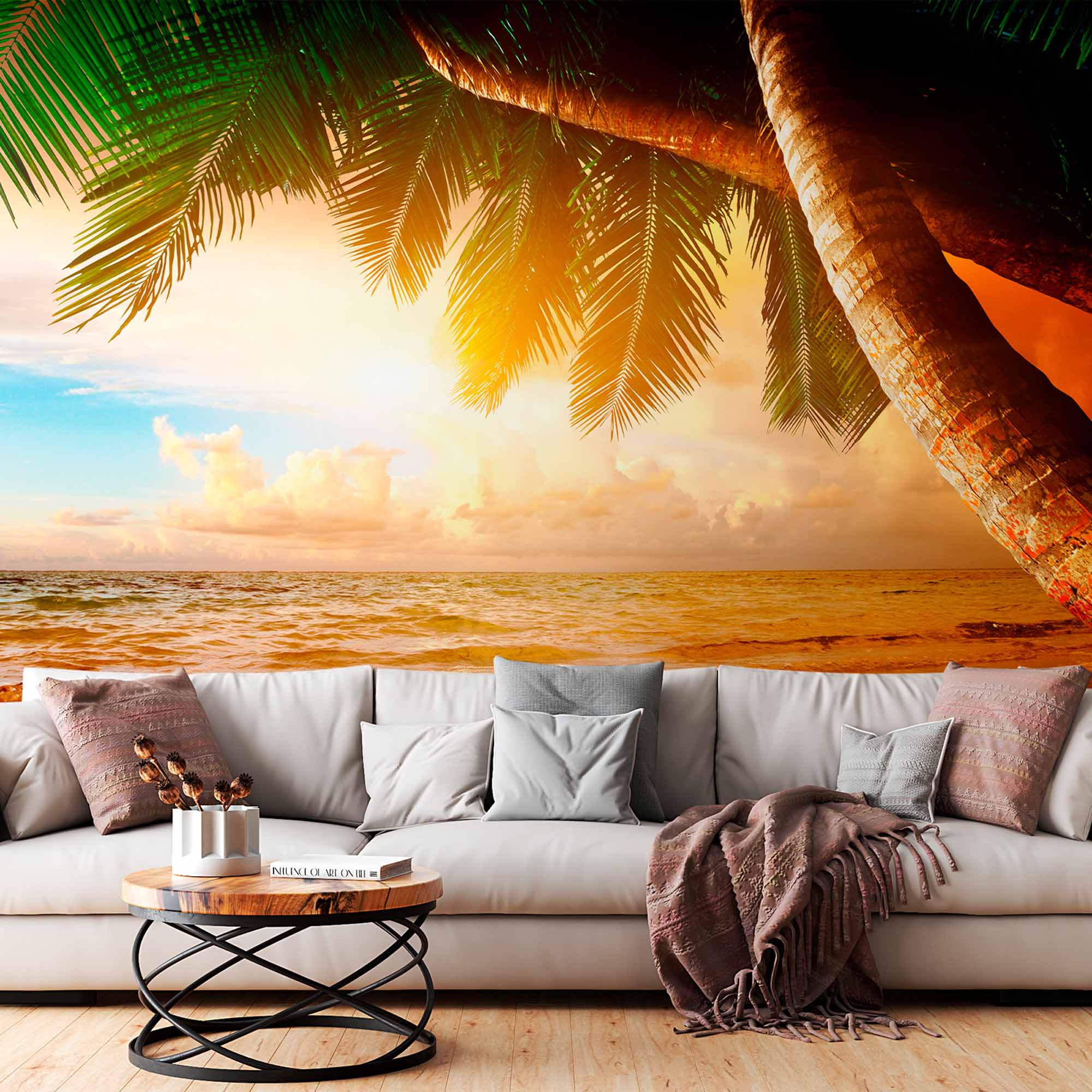 Breathtaking Sunset Beach Wall Mural Wallpaper