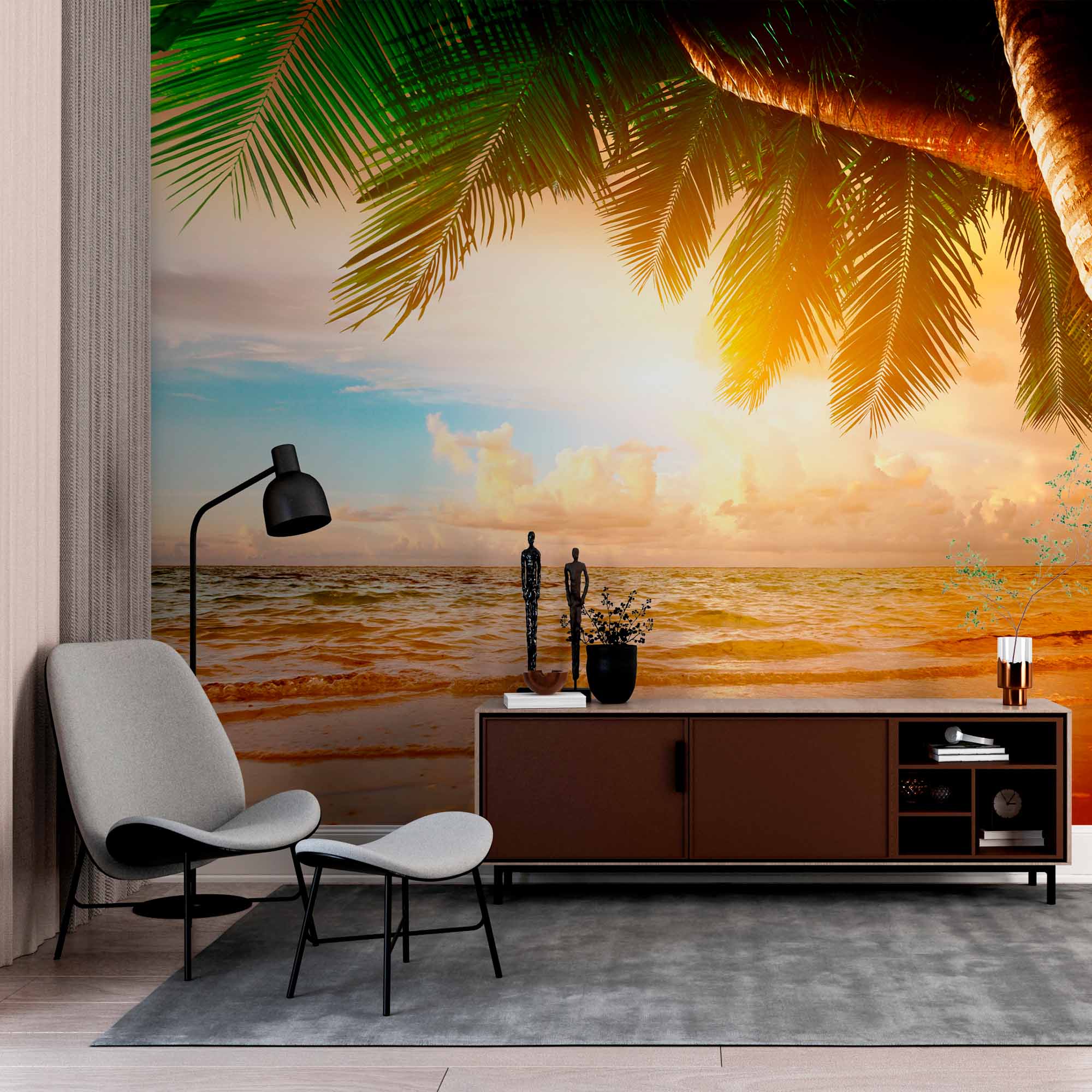 Breathtaking Sunset Beach Wall Mural Wallpaper