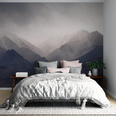 Custom Mountain Mist Wallpaper Nature Scene Wall Mural Serene Decor