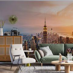 Custom Empire State Building Aerial View Cityscape Wall Mural Wallpaper