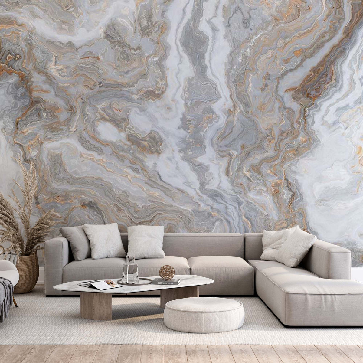 Marble Wall Mural Art Grey Beige Stone Abstract Wallpaper