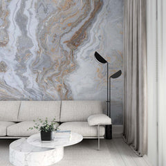 Custom Marble Wall Mural Art Grey Beige Stone Abstract Wallpaper