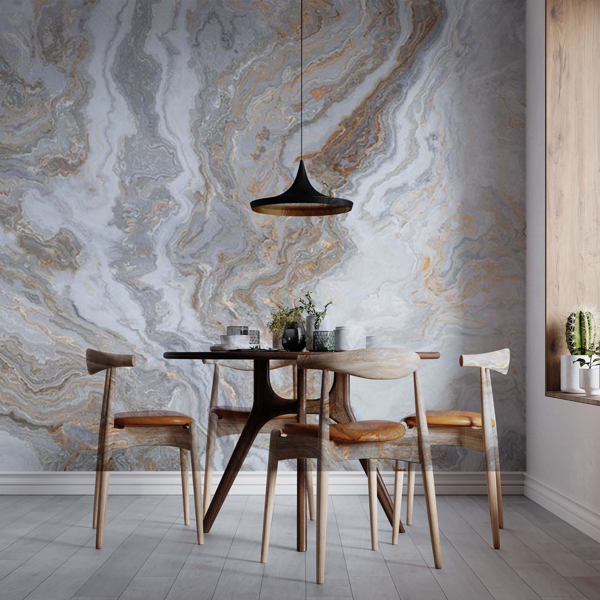 Marble Wall Mural Art Grey Beige Stone Abstract Wallpaper