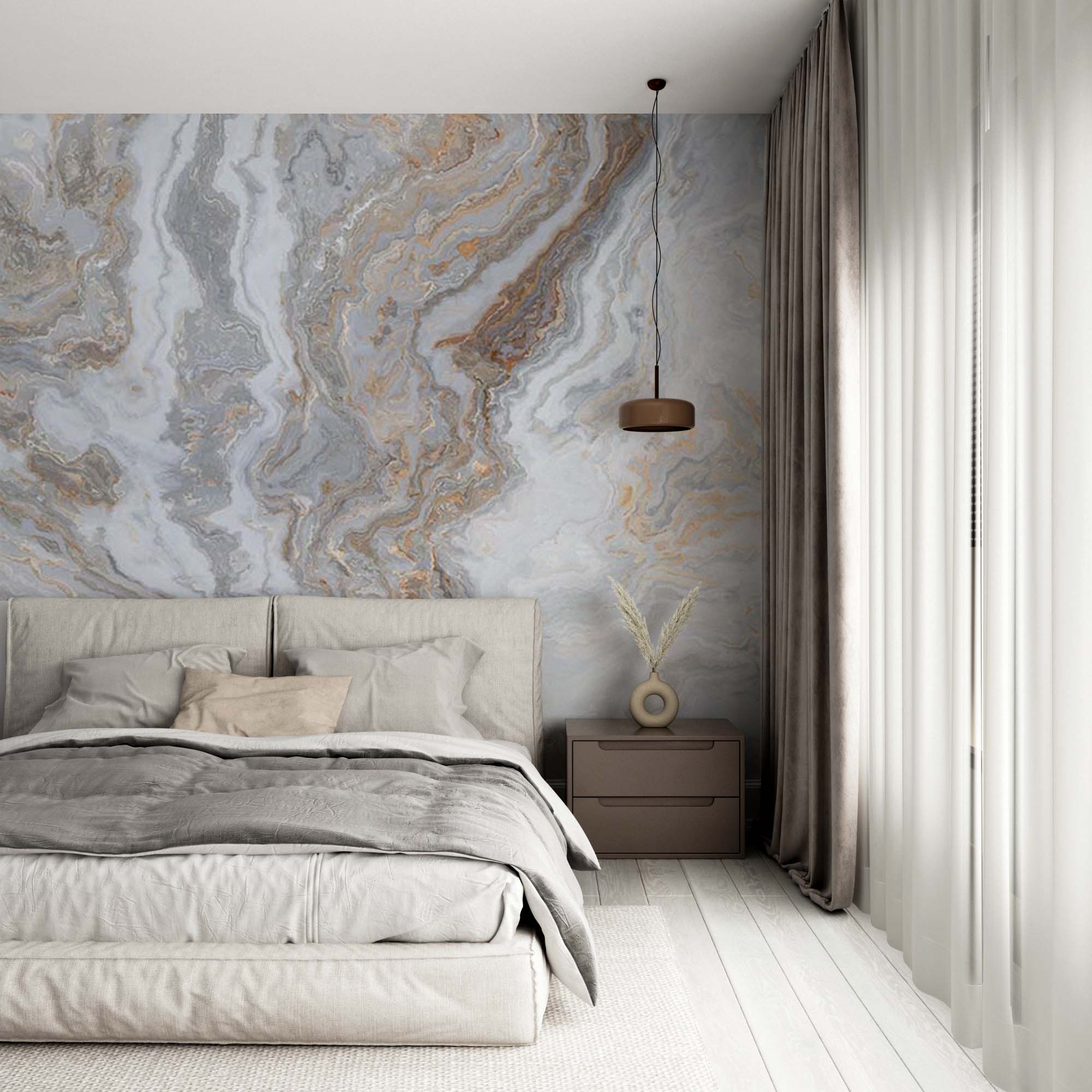 Marble Wall Mural Art Grey Beige Stone Abstract Wallpaper