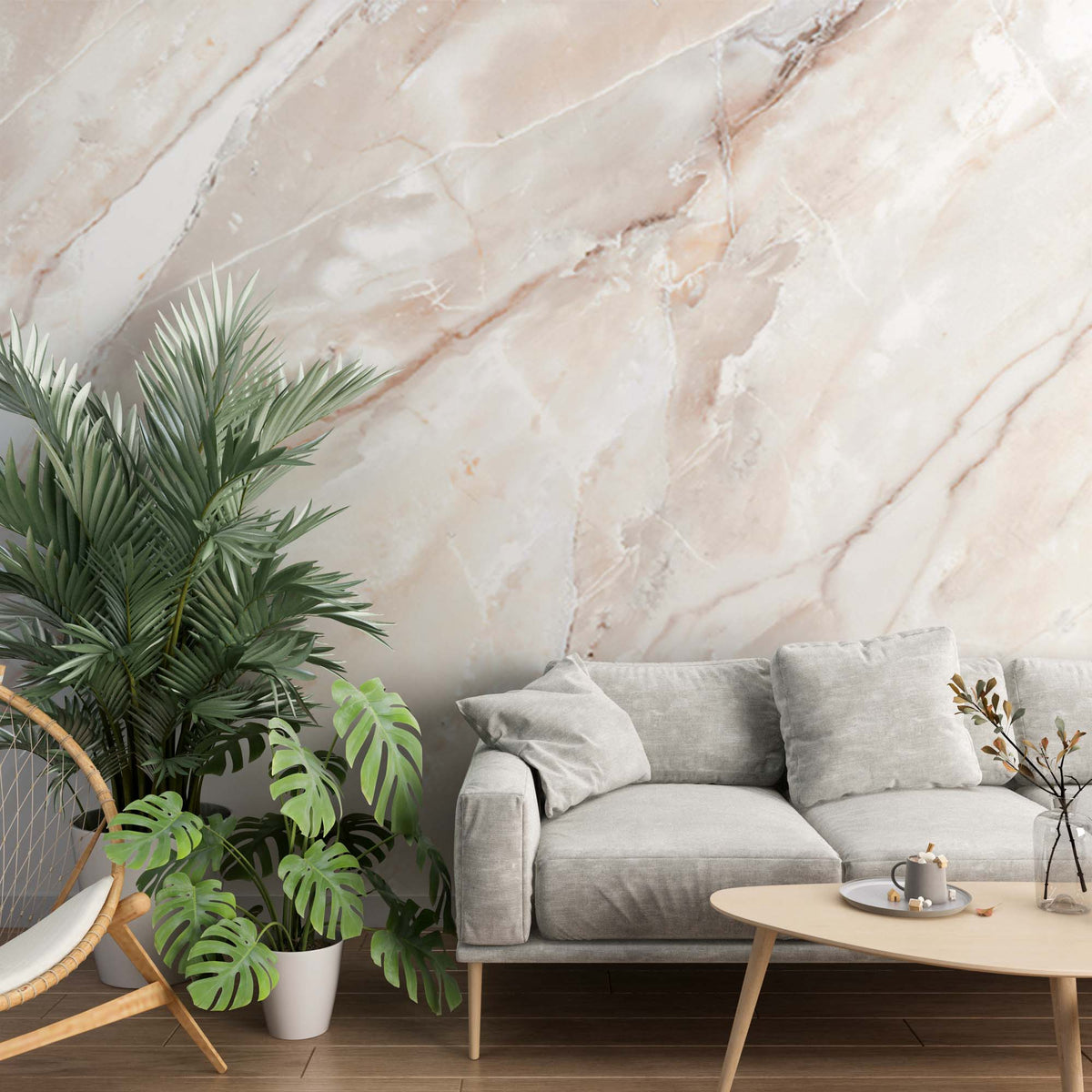 Beige Marble Wall Mural Art Stone Texture Abstract Wallpaper