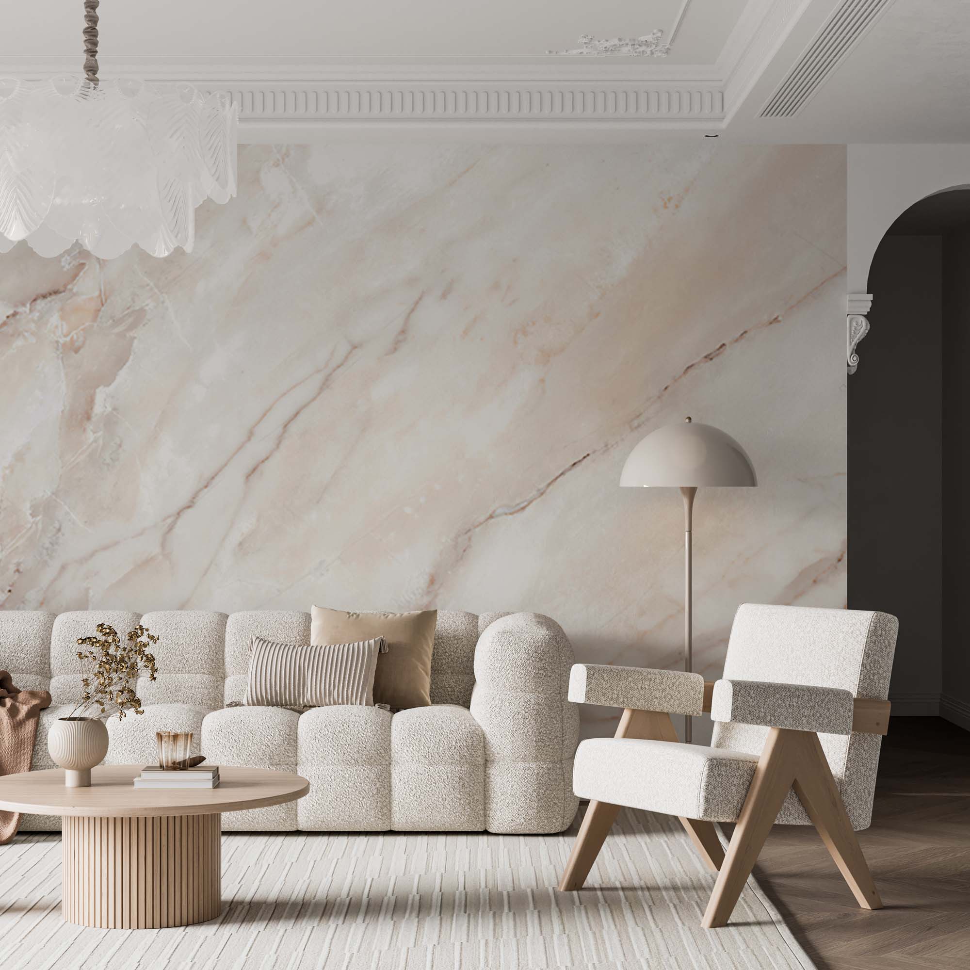 Beige Marble Wall Mural Art Stone Texture Abstract Wallpaper