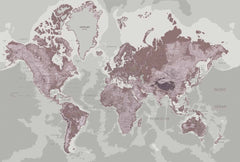 Niestandardowa tapeta z mapą świata w stylu vintage w kolorze sepii z szczegółami geograficznymi