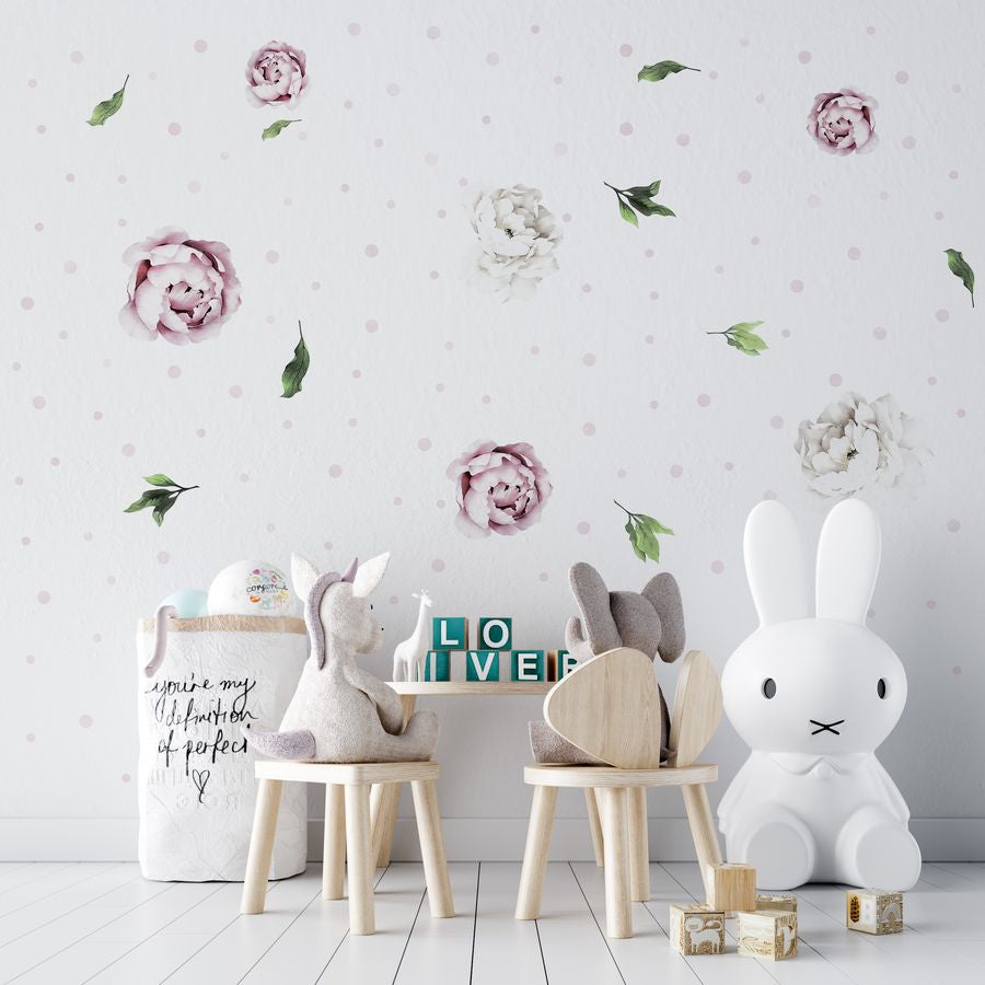 Peony Flower Wall Decals For Girl Rooms Nursery