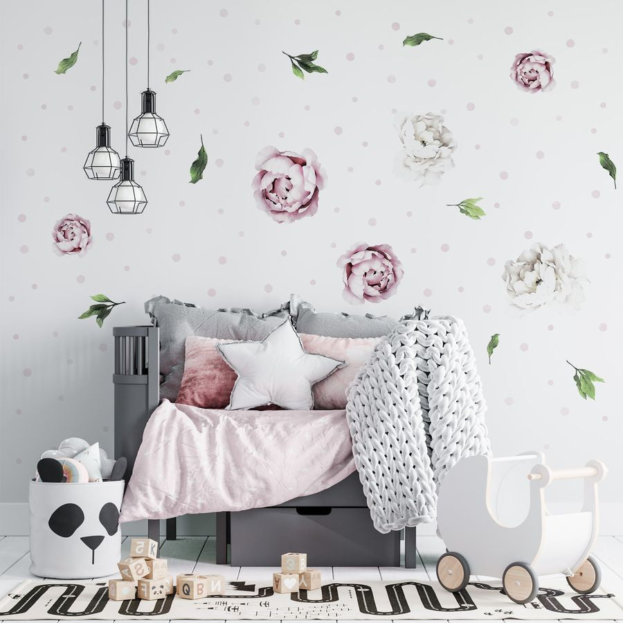 Peony Flower Wall Decals For Girl Rooms Nursery