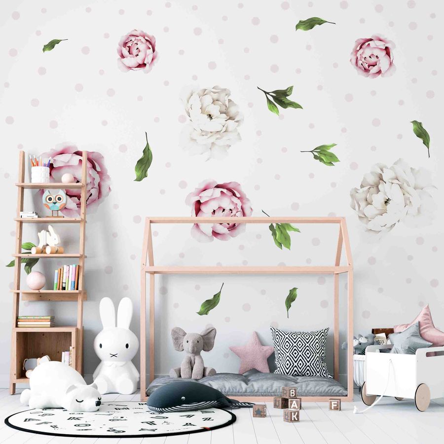 Peony Flower Wall Decals For Girl Rooms Nursery