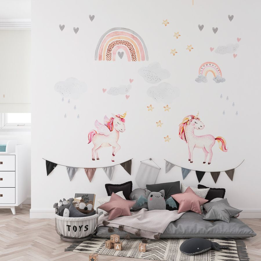 Rainbow Unicorn Wall Decals for Kids Bedroom Room Nursery