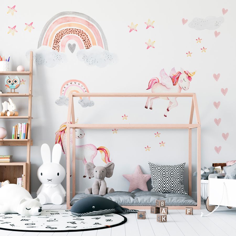 Rainbow Unicorn Wall Decals for Kids Bedroom Room Nursery