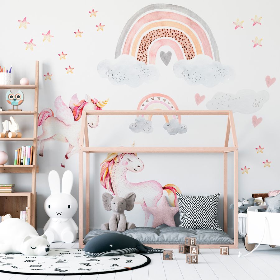 Rainbow Unicorn Wall Decals for Kids Bedroom Room Nursery