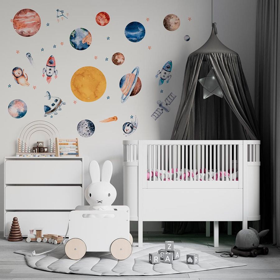 Space Kids Wall Decals Solar System Wall Stickers Peel and Stick