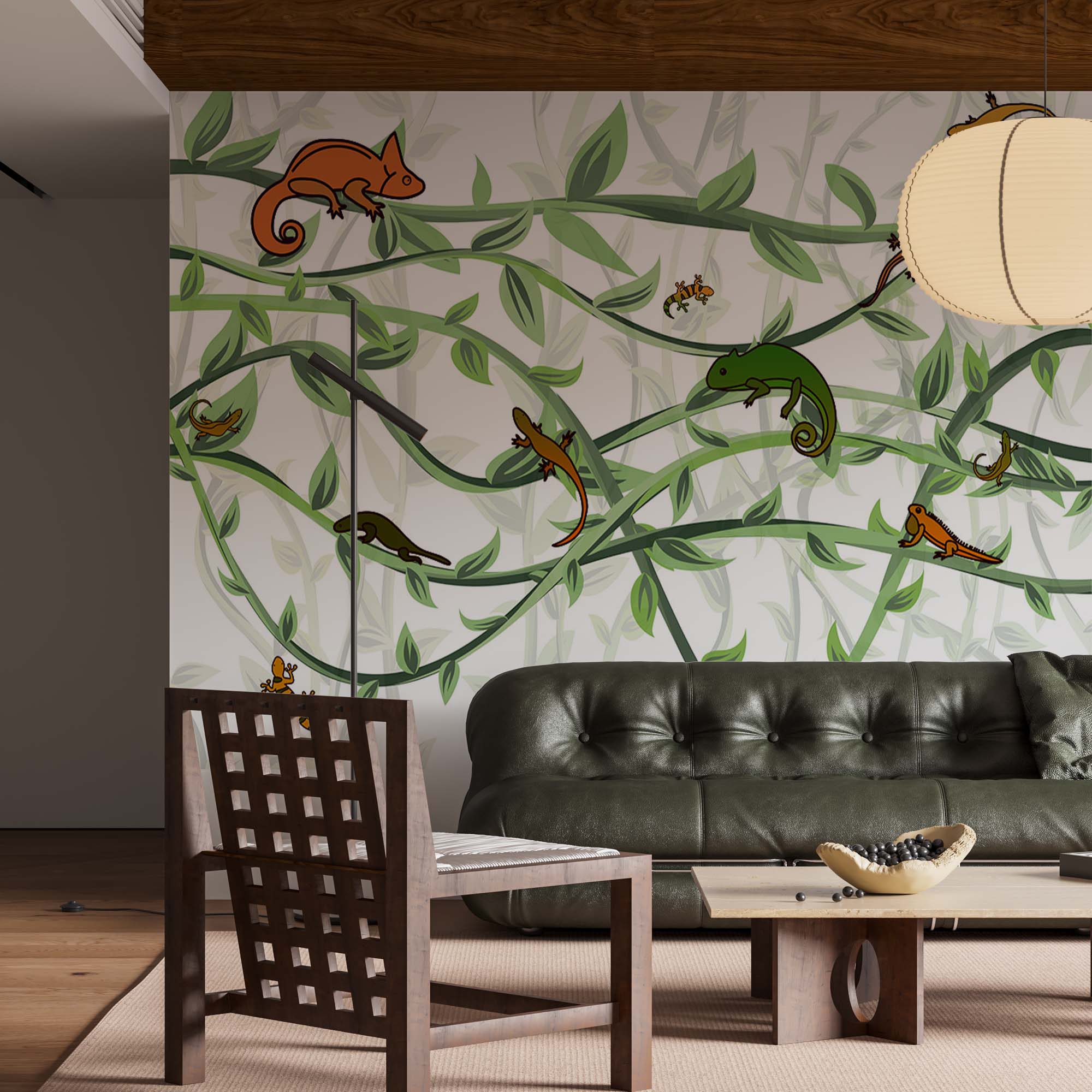 Chameleon and Lizard Tropical Forest Wallpaper Animals Wall Mural