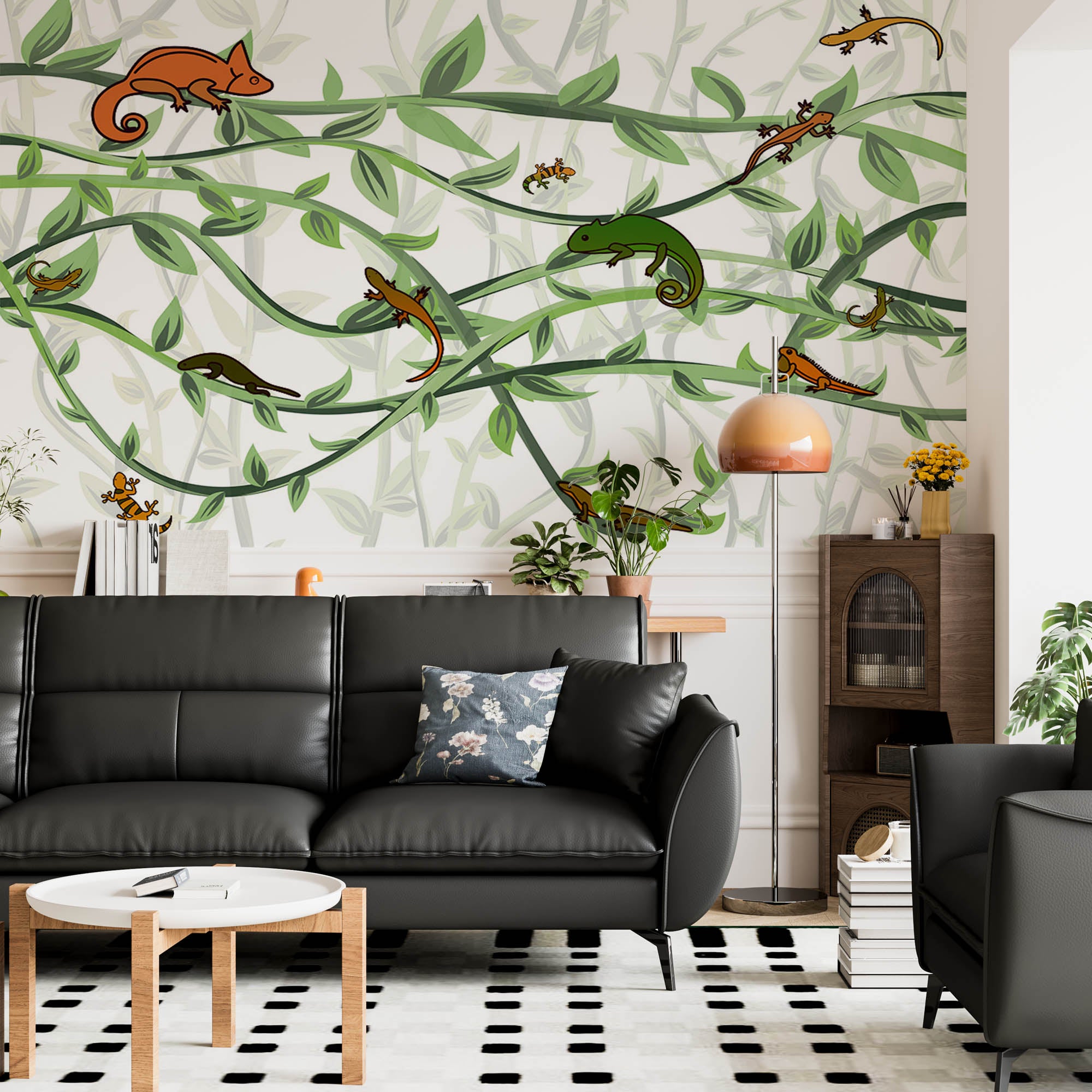 Chameleon and Lizard Tropical Forest Wallpaper Animals Wall Mural