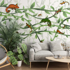 Custom Chameleon and Lizard Tropical Forest Wallpaper Animals Wall Mural