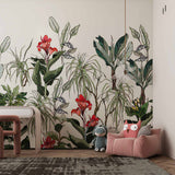 Botanical Wallpaper Exotic Plant Motifs Tropical Flowers Wall Mural