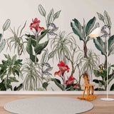 Botanical Wallpaper Exotic Plant Motifs Tropical Flowers Wall Mural