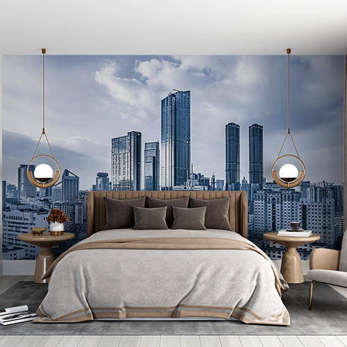 Modern Cityscape Skyline Wall Mural - Urban High-Rise Buildings and Skyscrapers