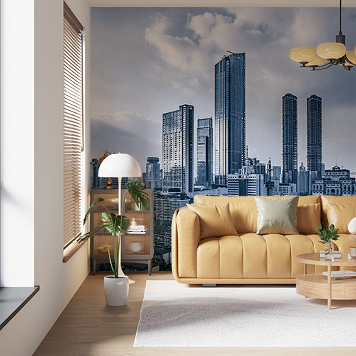 Modern Cityscape Skyline Wall Mural - Urban High-Rise Buildings and Skyscrapers